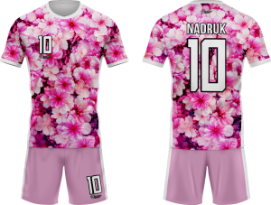 Komplet sportowy piłkarski kwiaty flowers koszulka + spodenki P_748